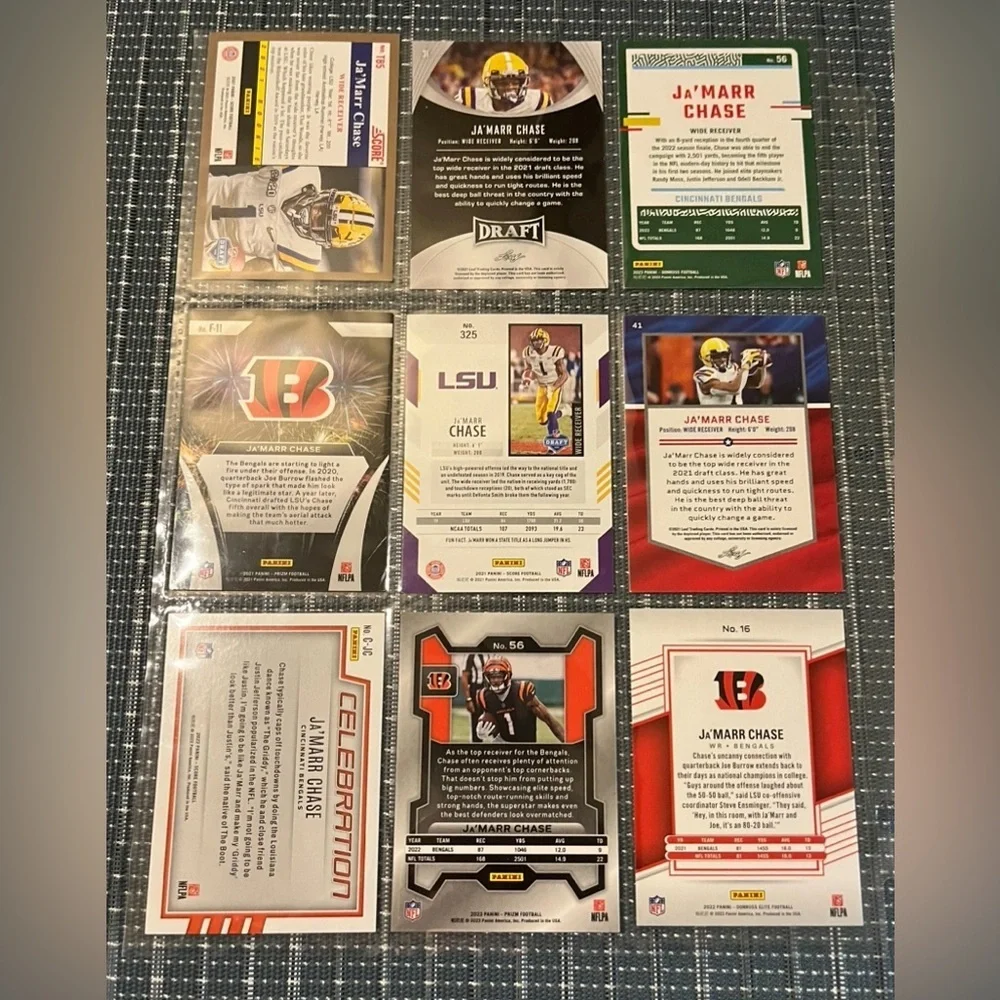 🏈 J’Marr Chase, Lot of 9 NFL Football Trading Cards